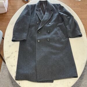 Hammersley Wool Cashmere Blend Made in England Double Breasted Gray Overcoat